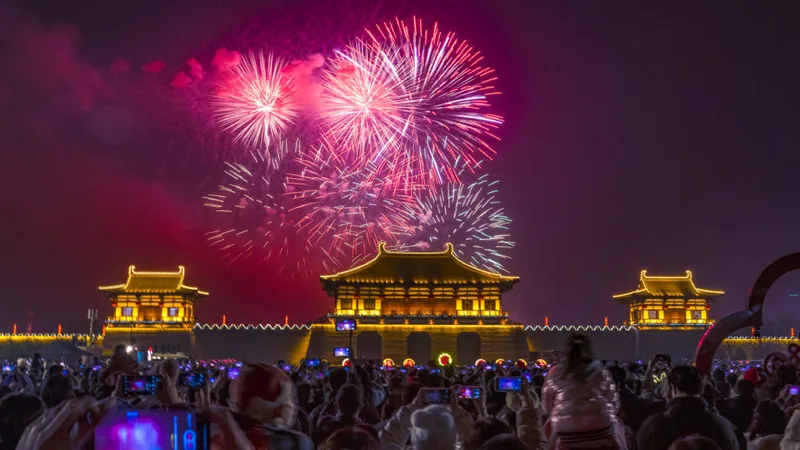 涩漫18春节烟花庆祝视频素材